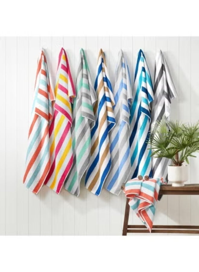 م اكس م منشفة شاطئ كبيرة، مخمل فخم فاخر 100% قطن كابانا منشفة حمام سباحة مخططة، ناعمة وماصة، 630 جرام في المتر المربع، 90x180 سم (مخطط أحمر) - Image 3